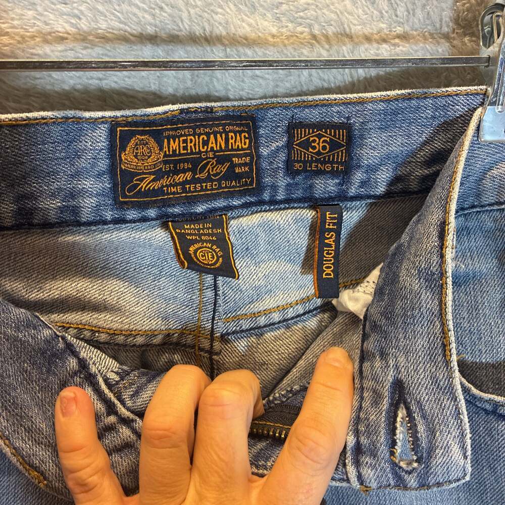 American‎ Rag Denim Jeans Mens 34x32 DouglasStraight Fit Light Blue Wash Y2K